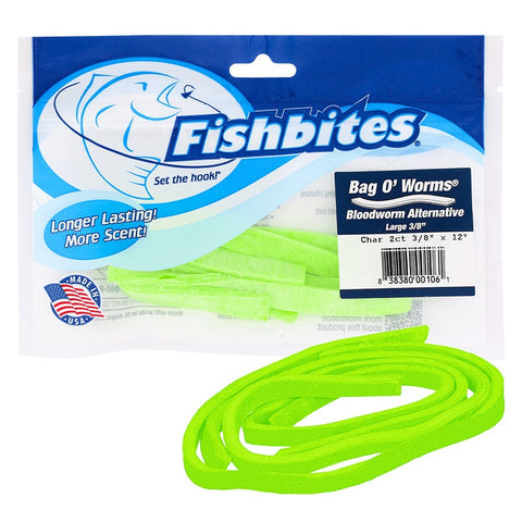 FISHBITES Longer Lasting Bag O Worms - Bloodworm Chartreuse