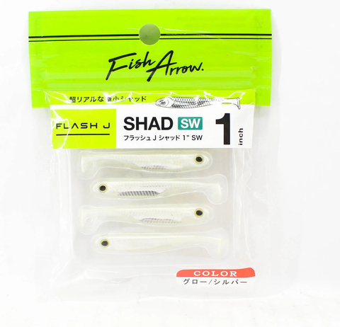 FISH ARROW Flash J 1" Aji Soft Plastic - Glow Silver flash Tackle Online Australia