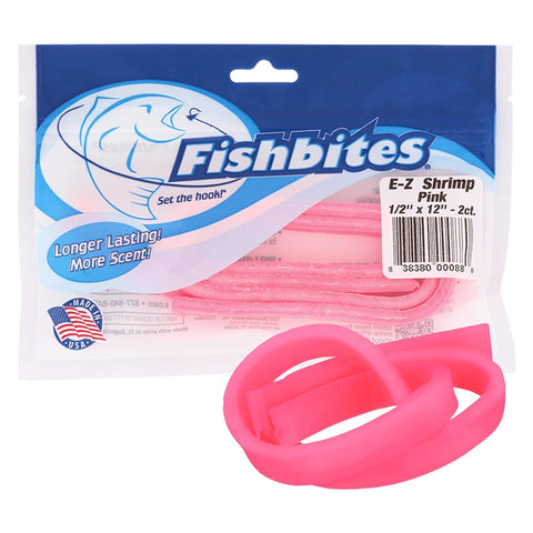 FISHBITES Longer Lasting E-Z Shrimp - Pink Fishing soft bait