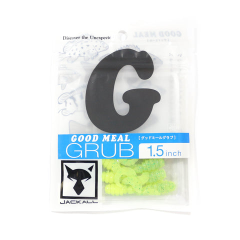 JACKALL Good Meal Aji Soft Plasic 1.5" Grub - Hot Lime Glow tackle online australia