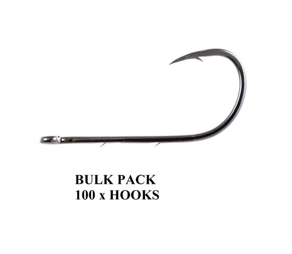 AMHDV 200pcs Baitholder Fishing Hooks - Forged Long Shank Barbed Hooks For Saltwater & Freshwater (Size 1/0, Black)