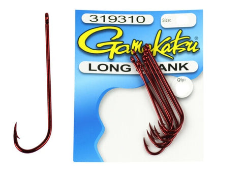 GAMAKATSU Red Long Shank Fishing Hooks - Size 8