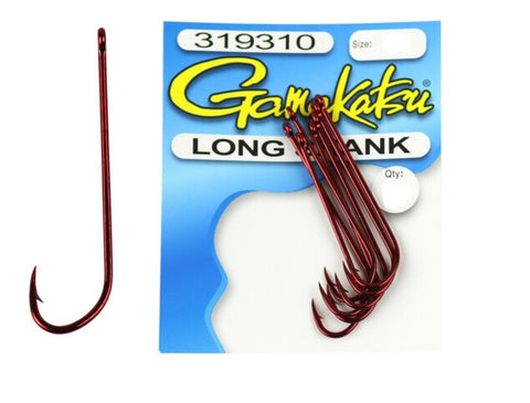 GAMAKATSU Red Long Shank Fishing Hooks - Size 10