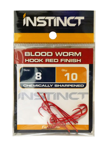 INSTINCT Blood Worm Hooks - Size 8  ($1 CLEARANCE SALE) - Tackle Online Australia